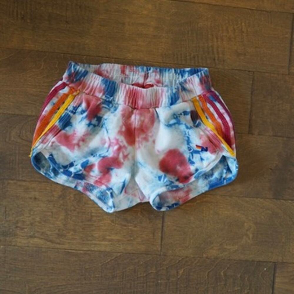 Aviator Nation Tie Dye Rainbow Stripe Shorts Red White Blue women's XS - Picture 1 of 7